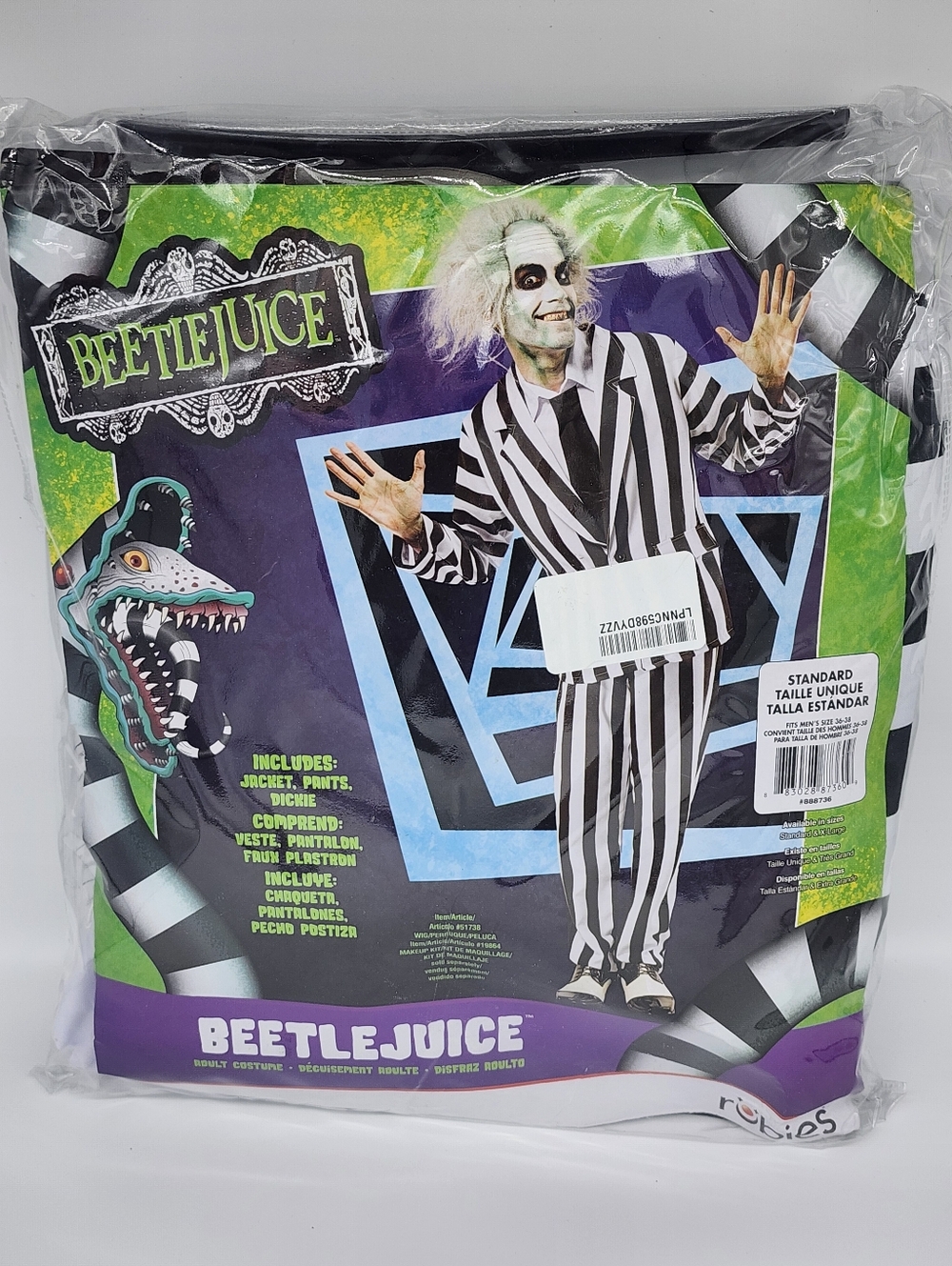 Rubie’s Beetlejuice Costume Adult One Size NEW SEALED Halloween Outfit